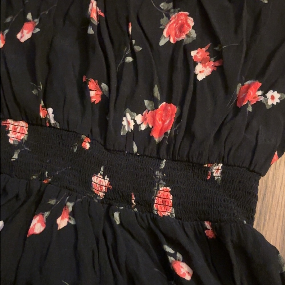 Forever 21 Black and Red Floral Romper